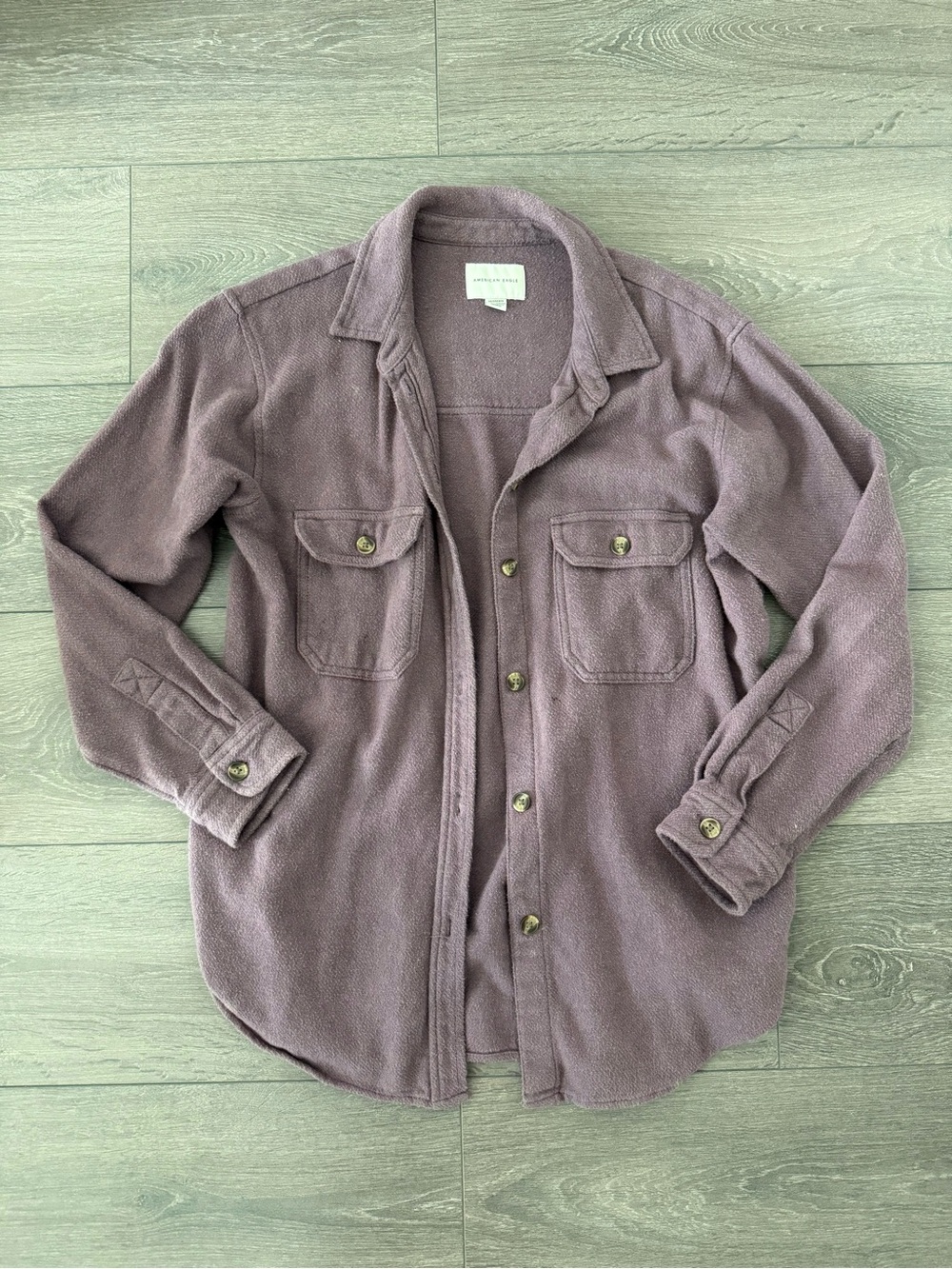 Plum Button-Front Shacket jacket oversized cool XS